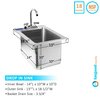 Amgood Stainless Steel One Compartment Drop in Sink with Faucet 10in x 14in x 10in SINK DIS-101410-1 - FAUCET